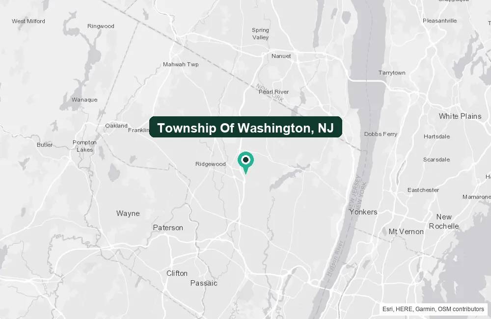 Map of Township Of Washington, New Jersey and the surrounding Bergen County area service area